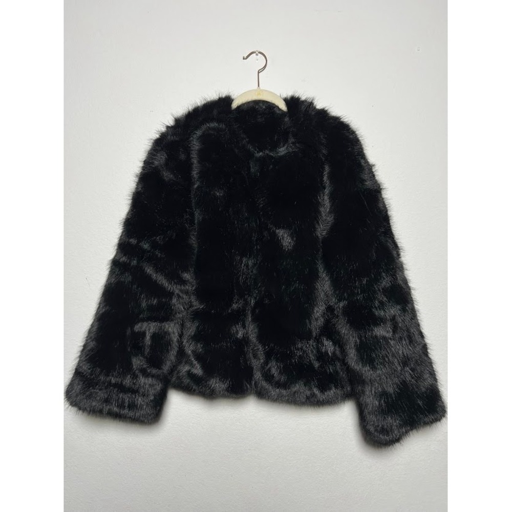 VTG Black Faux Fur Coat Jacket 2XL Glam Mob Wife Women Old Money Glam Hollywood